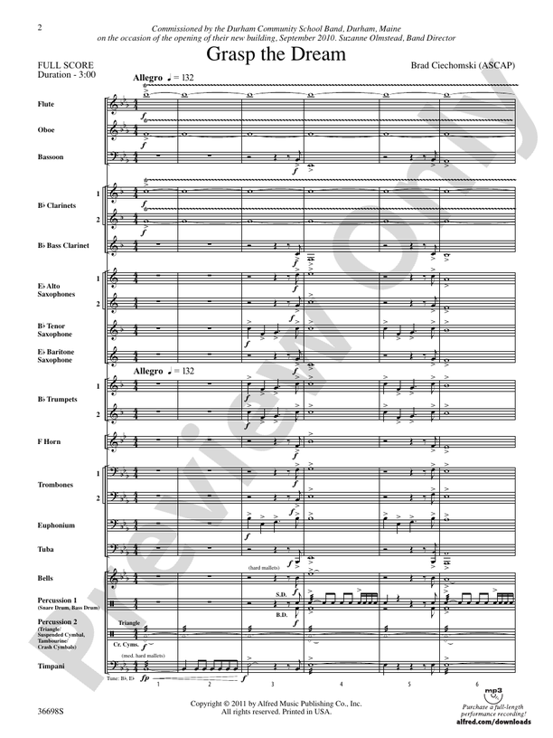 Grasp the Dream - Concert Band Conductor Score & Parts (Digital Download)