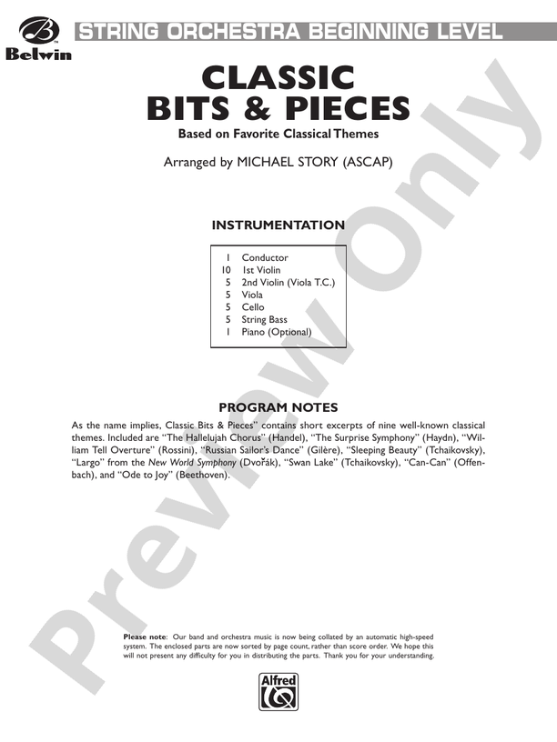 Classic Bits & Pieces – String Orchestra Conductor Score & Parts (Digital Download)