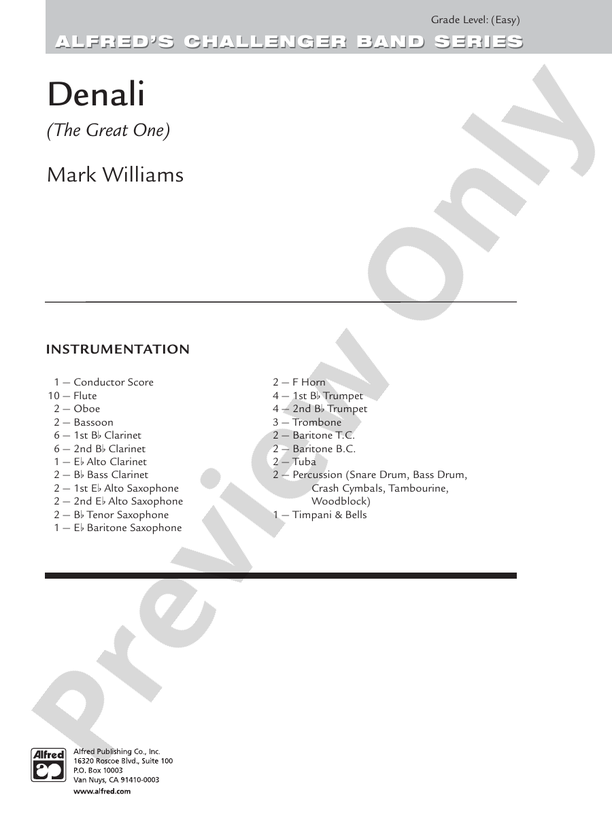 Denali (The Great One) - Concert Band Conductor Score & Parts (Digital Download)
