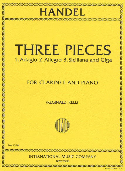 Three Pieces Clarinet/Piano - Handel IMC1558