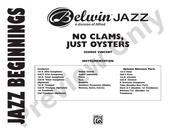 No Clams, Just Oysters - Jazz Ensemble Conductor Score & Parts(Digital Download)