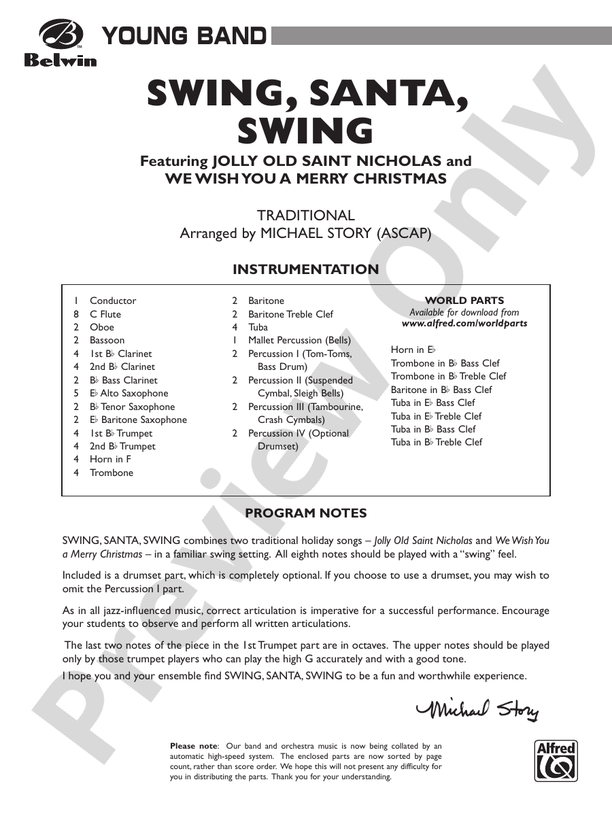 Swing, Santa, Swing - Concert Band Conductor Score & Parts (Digital Download)