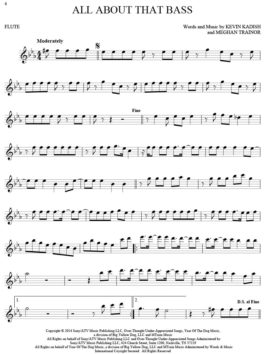 101 Hit Songs - Flute Solo - Hal Leonard 194561