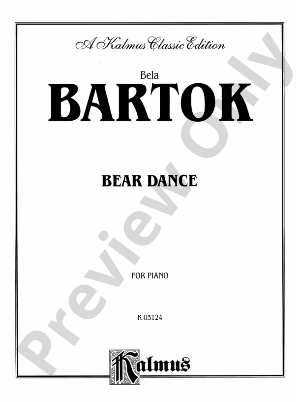 Bartok - Bear Dance - Piano Solo (Digital Download)