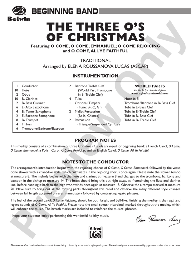 The Three O's of Christmas - Concert Band Conductor Score & Parts (Digital Download)
