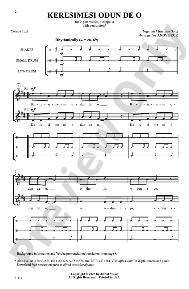 Keresimesi Odun De O - 2 Part Treble Choral Octavo (Digital Download)