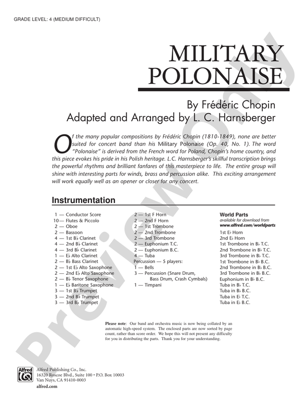 Military Polonaise - Concert Band Conductor Score & Parts (Digital Download)