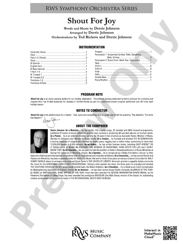 Shout for Joy - Full Orchestra Conductor Score & Parts (Digital Download)