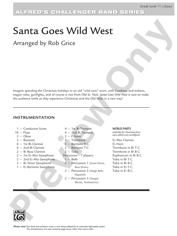 Santa Goes Wild West - Concert Band Conductor Score & Parts (Digital Download)