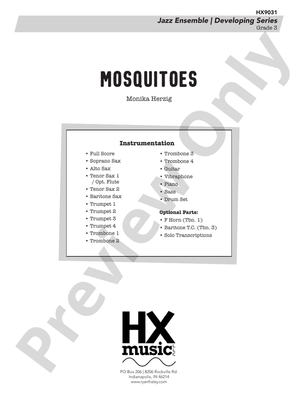Mosquitoes – Jazz Ensemble Conductor Score & Parts (Digital Download)