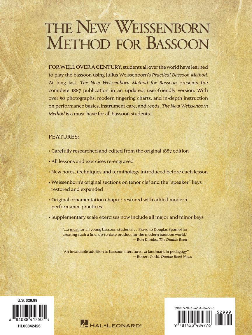 The New Weissenborn Method for Bassoon Volume 1 - Bassoon Douglas Spaniol Hal Leonard
