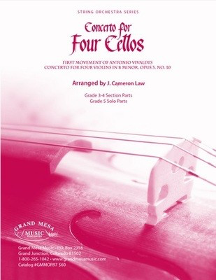 Concerto for Four Cellos - Antonio Vivaldi - J. Cameron Law Grand Mesa Music Score/Parts