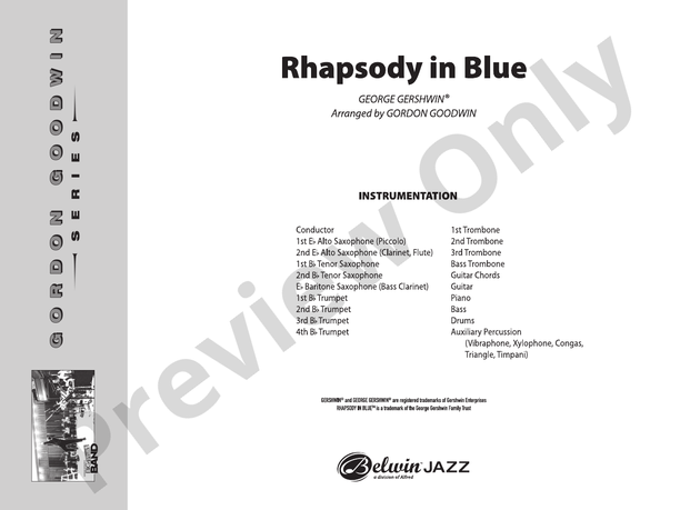 Rhapsody in Blue (Grade 6) - Jazz Ensemble Conductor Score & Parts(Digital Download)
