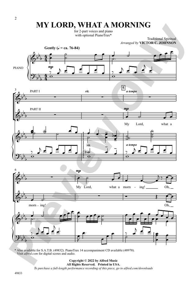 My Lord, What a Morning - 2 Part Treble Choral Octavo (Digital Download)