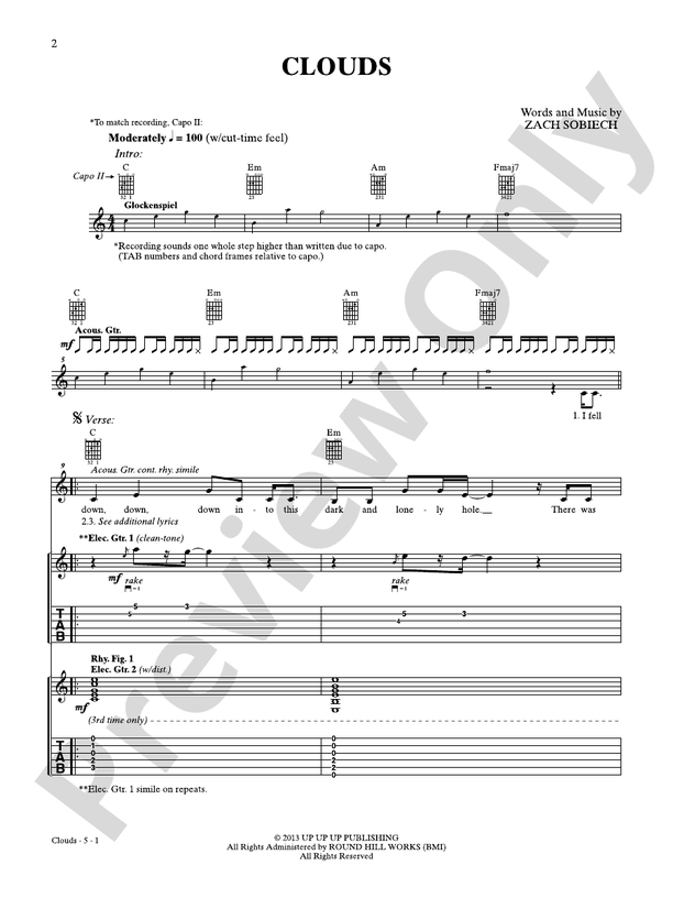 Clouds - Guitar Tab (Digital Download)