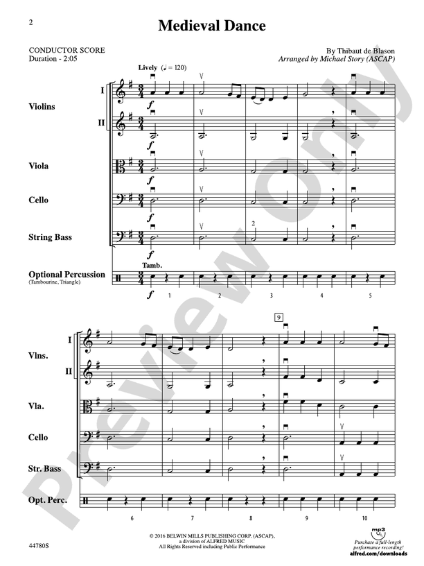 Medieval Dance - String Orchestra Conductor Score & Parts (Digital Download)