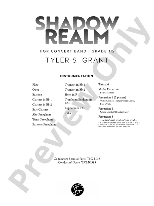 Shadow Realm - Concert Band Conductor Score & Parts(Digital Download)