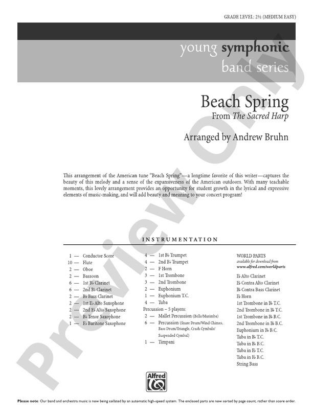 Beach Spring (Grade 2.5) - Concert Band Conductor Score & Parts (Digital Download)