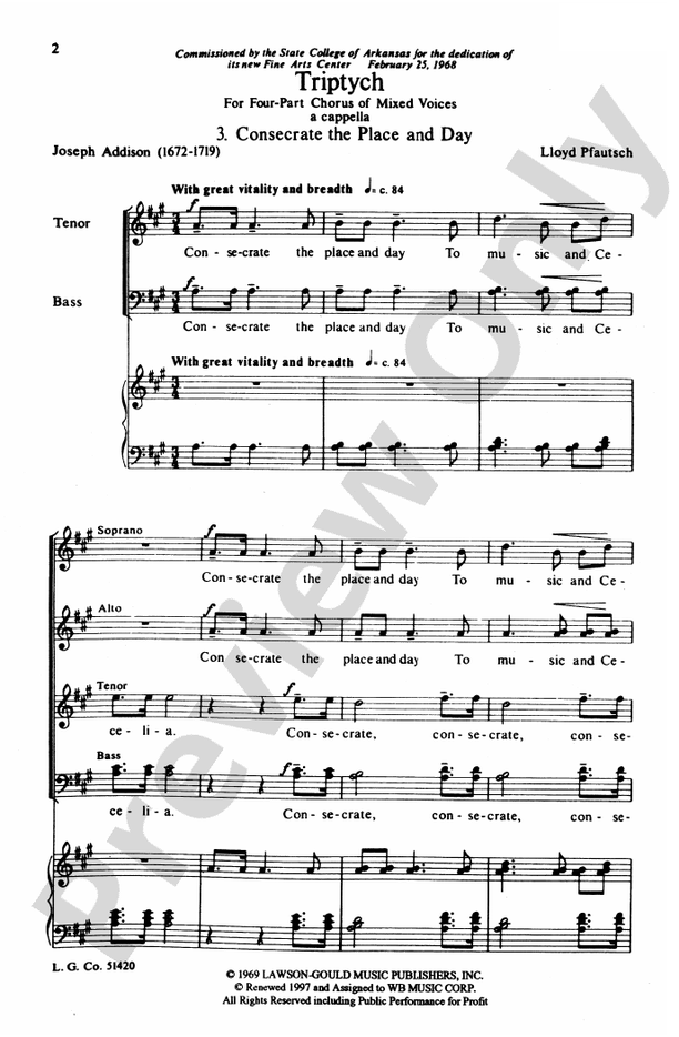 Consecrate the Place and Day (from Triptych) – SATB Choral Octavo (Digital Download)