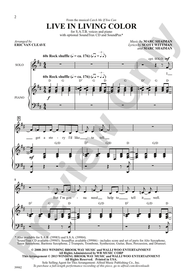 Live in Living Color (from the musical Catch Me If You Can) – SATB Choral Octavo (Digital Download)
