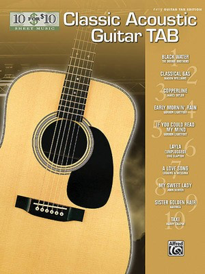 Classic Acoustic Guitar Tab - 10 for $10 Sheet Music Series - Guitar Alfred Music Easy Guitar