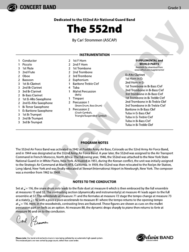 The 552nd - Concert Band Conductor Score & Parts (Digital Download)