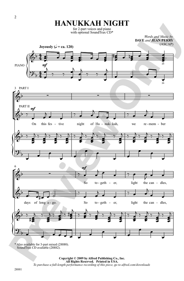 Hanukkah Night – 2-Part Choral Octavo (Digital Download)