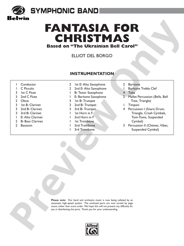 Fantasia for Christmas (based on "The Ukranian Bell Carol") - Concert Band Conductor Score & Parts (Digital Download)