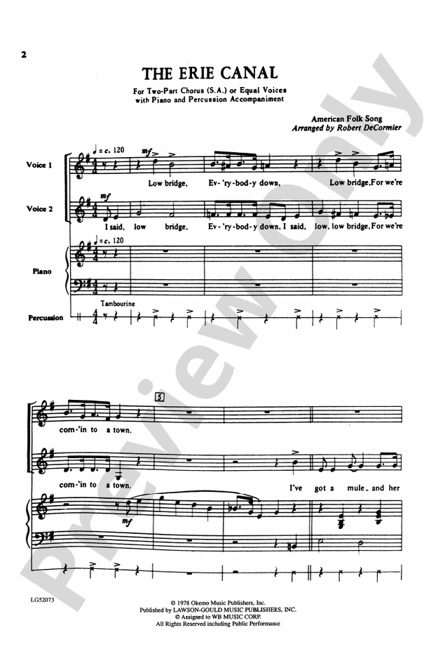 Erie Canal – 2-Part Choral Octavo (Digital Download)