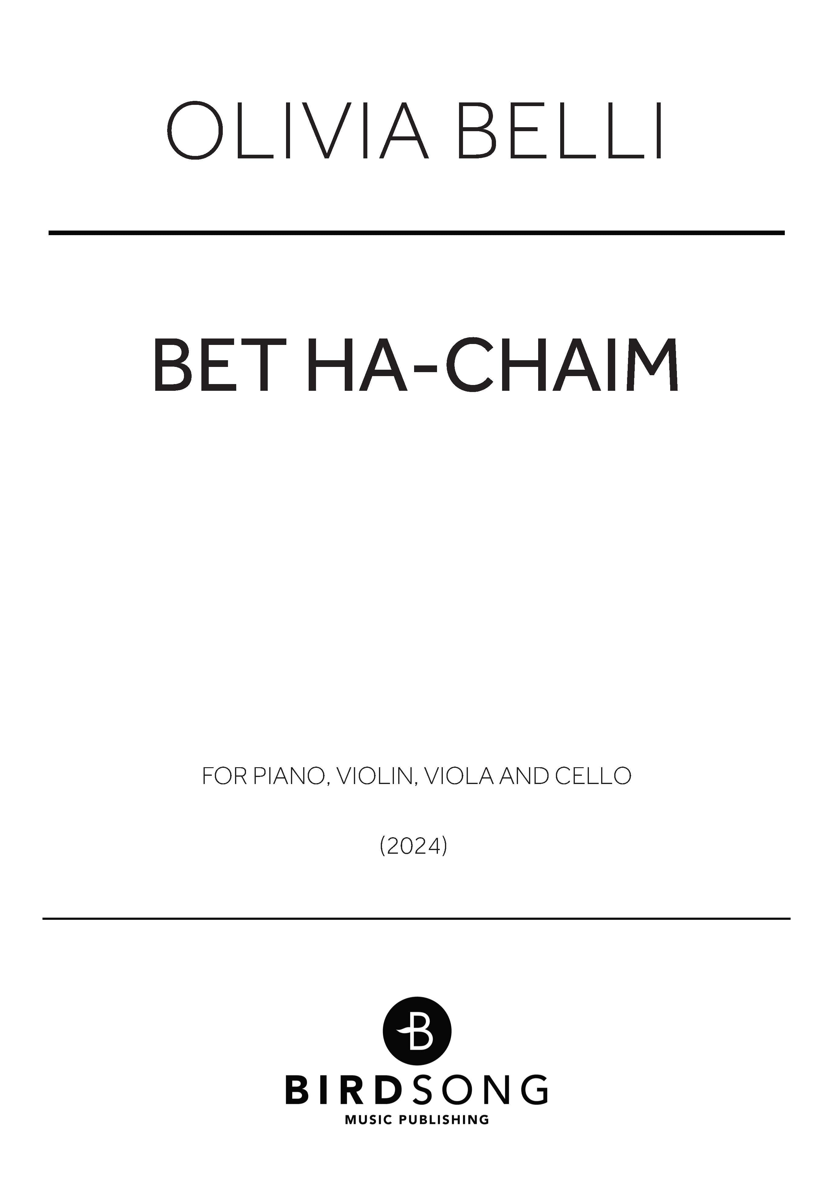 Bet Ha-Chaim - Piano Quartet (Digital Download)