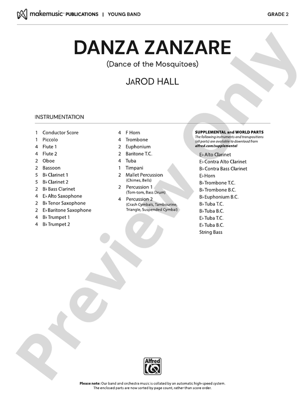 Danza Zanzare - Concert Band Conductor Score & Parts(Digital Download)