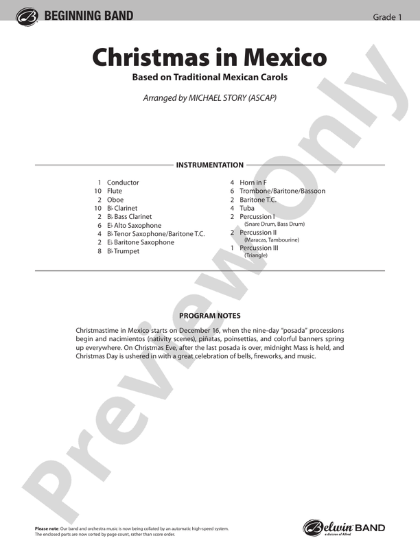 Christmas in Mexico - Concert Band Conductor Score & Parts (Digital Download)