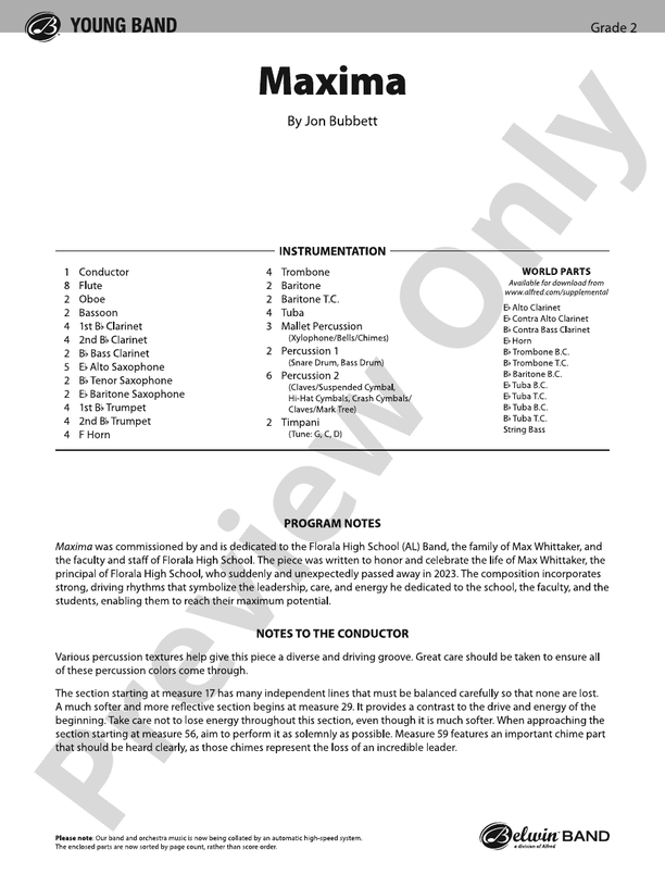 Maxima – Concert Band Conductor Score & Parts (Digital Download)