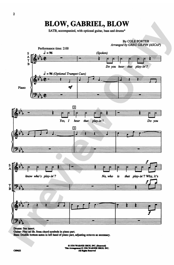 Blow, Gabriel, Blow – SATB Choral Octavo (Digital Download)