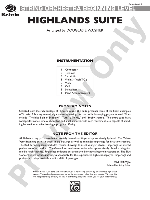 Highlands Suite – String Orchestra Conductor Score & Parts (Digital Download)