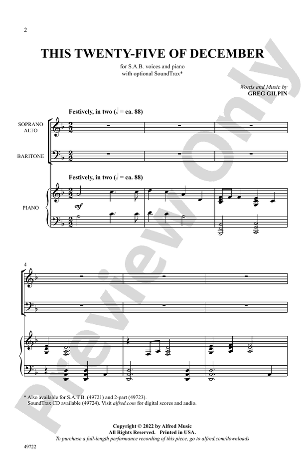 This Twenty-Five of December - SAB Choral Octavo (Digital Download)