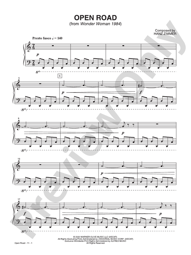 Open Road from Wonder Woman 1984 - Piano (Digital Download)