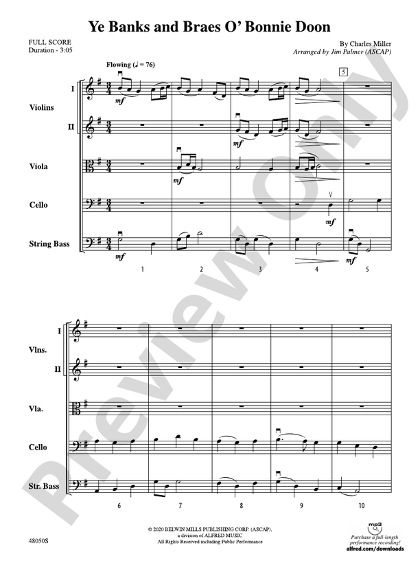 Ye Banks and Braes O' Bonnie Doon - String Orchestra Conductor Score & Parts (Digital Download)