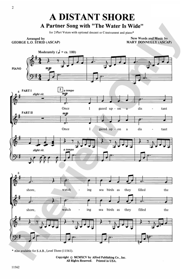 A Distant Shore (The Water Is Wide) - 2-Part Choral Octavo (Digital Download)