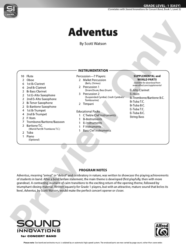 Adventus – Concert Band Conductor Score & Parts (Digital Download)
