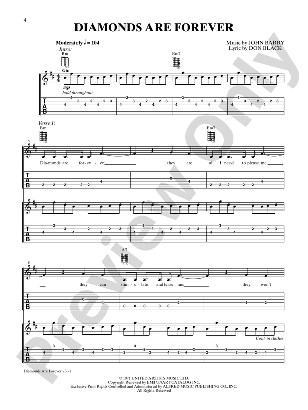 Diamonds Are Forever (from "Diamonds Are Forever") - Guitar TAB (Digital Download)