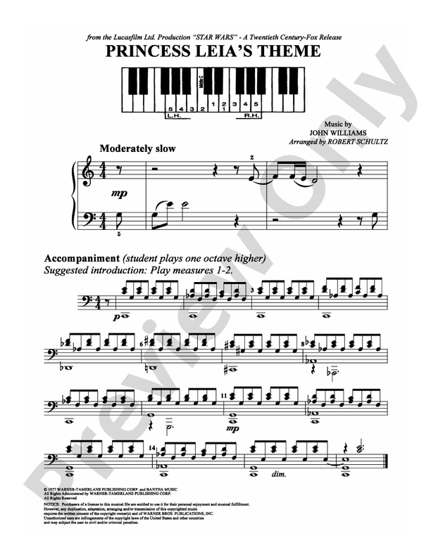 Princess Leia's Theme - Arr. Robert Schultz - Easy Piano (Digital Download)