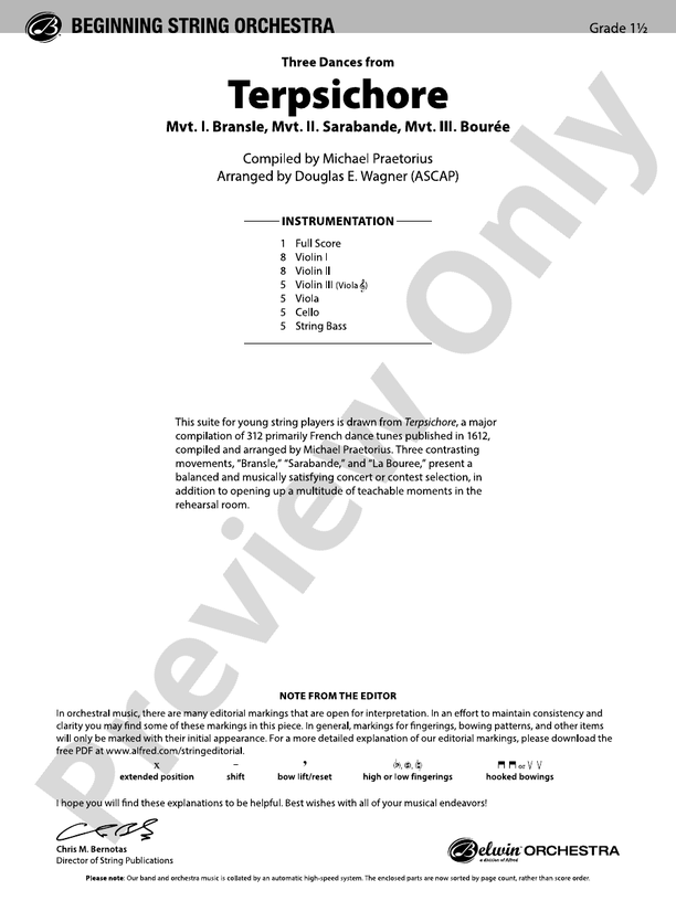 Terpsichore - String Orchestra Conductor Score & Parts (Digital Download)