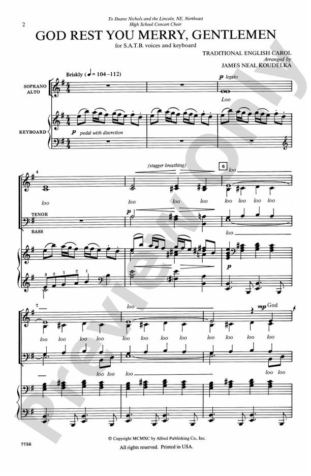 God Rest You Merry, Gentlemen - Arr. James Neal Koudelka – SATB Choral Octavo (Digital Download)