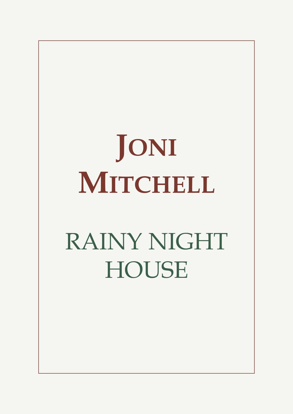 Rainy Night House - Joni Mitchell - PVG (Digital Download)