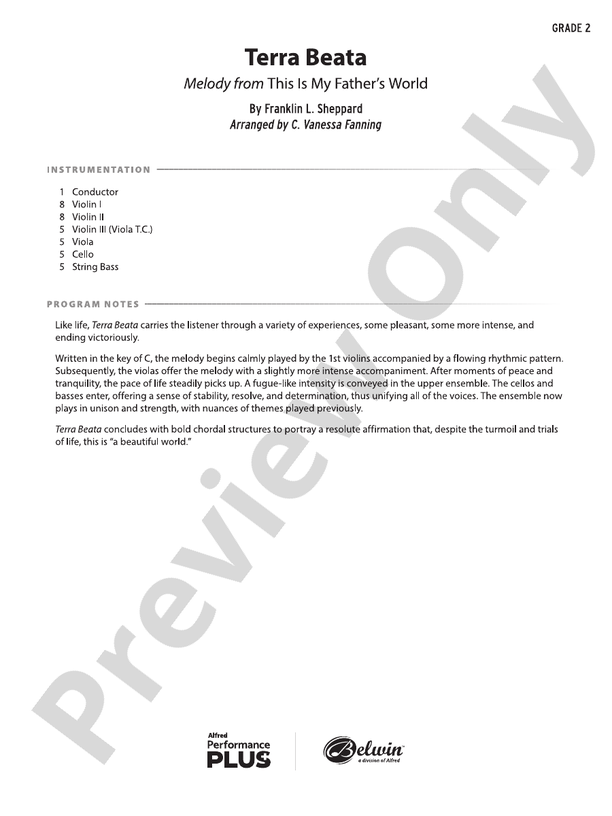 Terra Beata - String Orchestra Conductor Score & Parts (Digital Download)