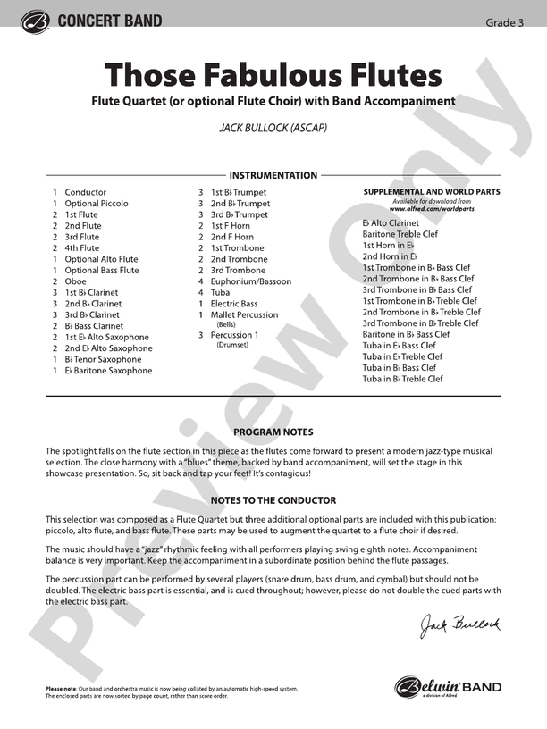 Those Fabulous Flutes - Concert Band Conductor Score & Parts (Digital Download)