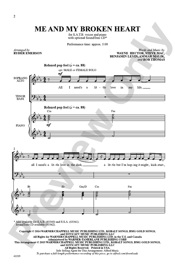 Me and My Broken Heart – SATB Choral Octavo (Digital Download)