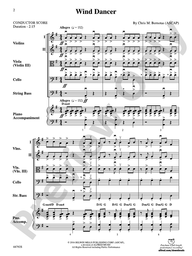 Wind Dancer - String Orchestra Conductor Score & Parts (Digital Download)
