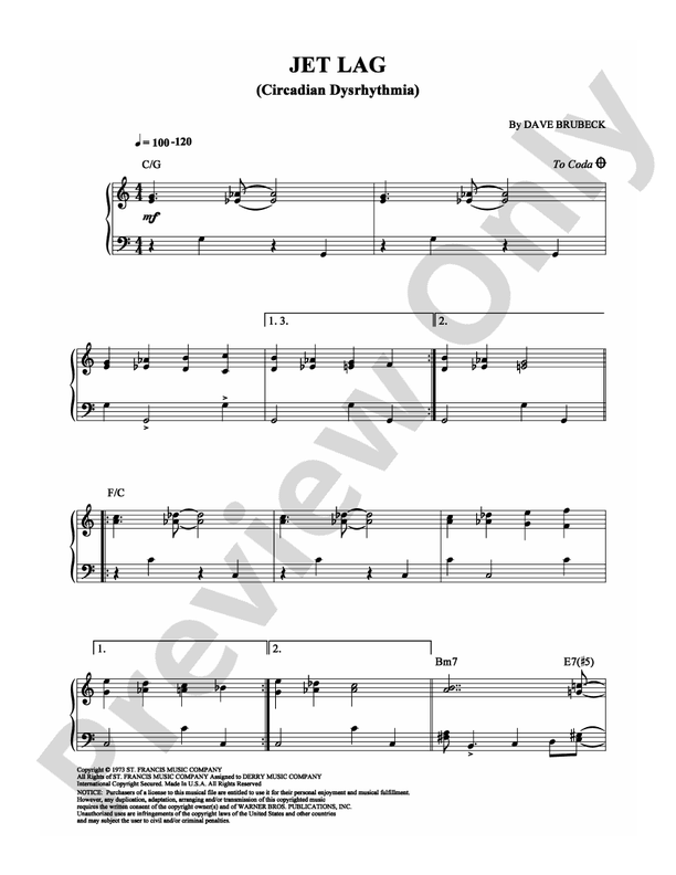 Jet Lag (Circadian Dysrhythmia) - Piano (Digital Download)